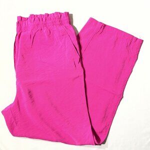 H&M Hot Pink Elastic Waist Relaxed Fit Womens Pants size Large